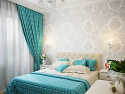 Beige turquoise bedroom photo