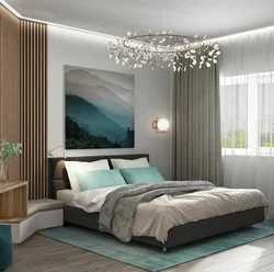 Beige turquoise bedroom photo