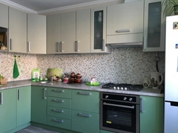Beige and mint in the kitchen interior