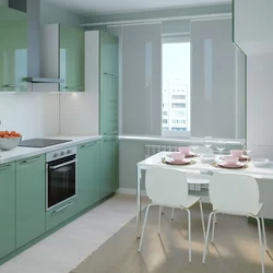 Beige and mint in the kitchen interior