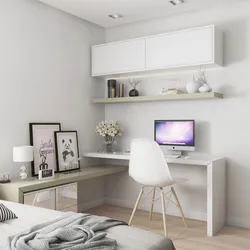 Interior of a bedroom and work room in one