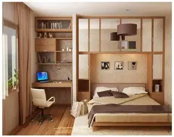 Interior of a bedroom and work room in one