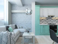 Mint gray kitchen interior