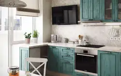 Mint gray kitchen interior