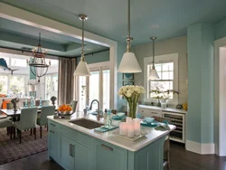 Mint gray kitchen interior
