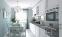 Mint gray kitchen interior