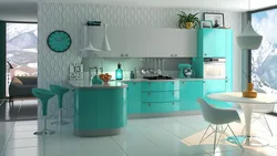 Мятно серый интерьер кухни