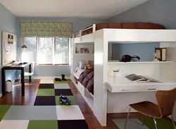 Xona dizayni bolalar yotoqxonasi hammasi bir joyda