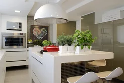 Kitchen modern design and flowers