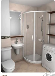 Bathroom interior with shower and washing machine