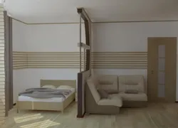 Дизайн гостиной 18 м с перегородкой для спальни фото