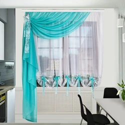 Tulle for the kitchen short photos in the interior