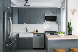 Interior of a small kitchen in gray