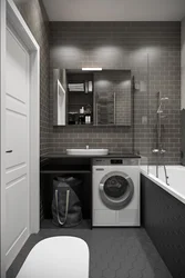Design Of A Combined Bath And Toilet With Washing Machine Photo