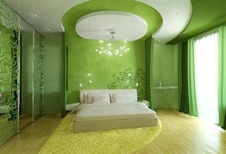 Bedroom interior in green tone photo
