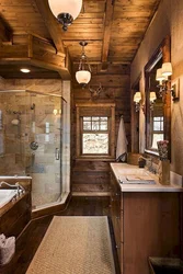 Photo Of A Bathtub In A Wooden Style