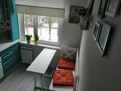 Kitchen design 5 sq m photo with sofa