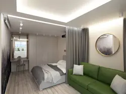 Design of a one-room apartment 36 sq m with a balcony