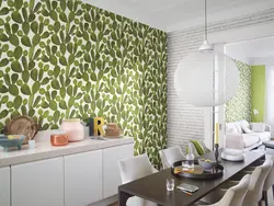 Vinyl wallpaper in the kitchen interior