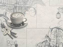 Vinyl wallpaper in the kitchen interior