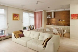 Kitchen living room with two windows on one wall photo