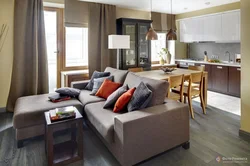 Kitchen living room with two windows on one wall photo