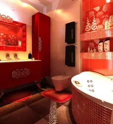 Bathroom design red and black