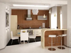 Living room design in an apartment with a bar counter