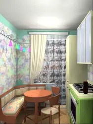 Künc divan ilə kiçik mətbəx dizaynı