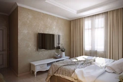 Bedroom design with marbled wallpaper