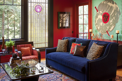 Combination of burgundy color in the living room interior