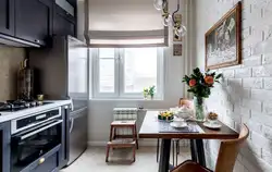 Interior and design of a small kitchen with one window