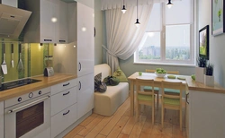 Interior and design of a small kitchen with one window