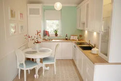 Interior and design of a small kitchen with one window