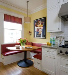 Interior and design of a small kitchen with one window
