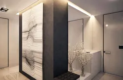 Mirror with lighting in the hallway design