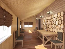 Kitchens in a bathhouse made of wood photo