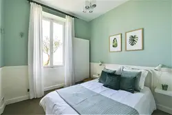 Mint and gray colors in the bedroom interior