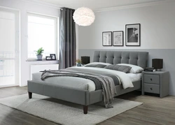 Dark Gray Bed In The Bedroom Photo