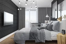 Accents in the interior of a gray bedroom