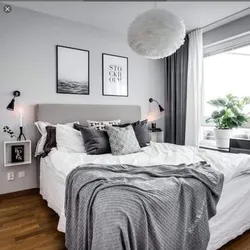 Accents In The Interior Of A Gray Bedroom