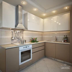 Дизайн простой угловой кухни