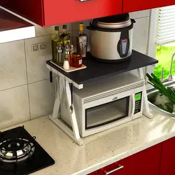 Kichik oshxona fotosuratida mikroto'lqinli pechni qanday o'rnatish kerak