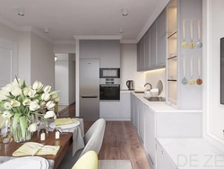 Kitchen 16 Sq M Interior Design With Sofa