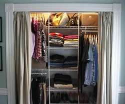 Dressing Room With Curtains Instead Of Doors In The Bedroom Photo