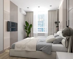 Bedrooms in gray beige tones interior