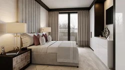 Bedrooms in gray beige tones interior