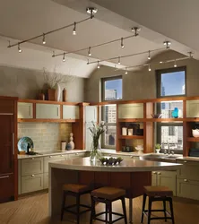 Suspended ceiling with lighting in the kitchen photo