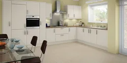Combination of floor and wall colors in the kitchen interior