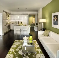 Combination of floor and wall colors in the kitchen interior